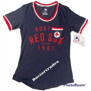 New NWT MLB Boston Red Sox Baseball Women's Bi-blend Pocket T-Shirt
